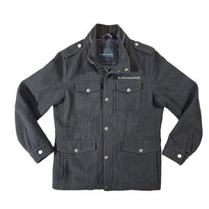 Men's Tommy Hilfiger Soft Shell Water Resistant Military Jacket Coat Gray Size S